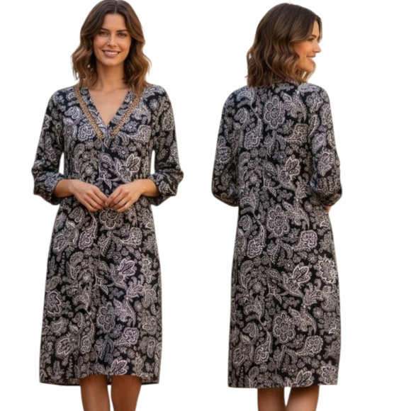 BANANA REPUBLIC Paisley Print Casual Shift Dress - Size 14 - Picture 1 of 15
